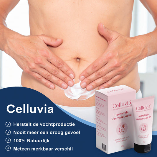 De Celluvia Crème™ herstelt de vochtproductie voor 98% in de vagina zonder glijmiddel in 4 dagen